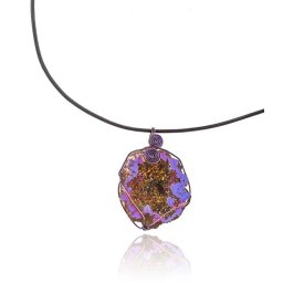 Colier Borealy Purple Fantasy - Geoda cu Pirita