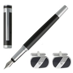 Business Premium Gift Set Stilou Hugo Boss si Butoni Silver Stamp