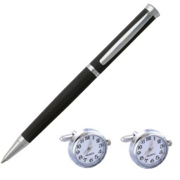 Elegant Premium Gift Set Pix Hugo Boss si Butoni cu Ceas Functional White Quartz