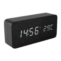 Ceas lemn personalizabil Borealy birou cu afisaj LED