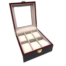 Cutie ceasuri Wooden Brown for 6 watches, include Personalizare Gratuita cu Placuta Gravata
