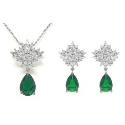 Set Cercei si Colier Borealy Glamorous Diva Smarald