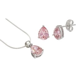 Set Colier si Cercei Drop Fine Pink by Borealy