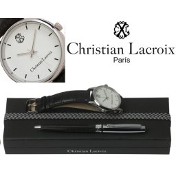 Ceas Christian Lacroix, Pix Treillis Desk Christian Lacroix si Butoni Elegant Round Silver by Borealy