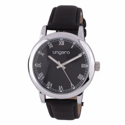 Ceas Ungaro Primo Leather Black Butoni Borealy Elegant Round Silver
