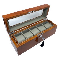 Cutie 6 Ceasuri si Butoni Luxury Wood - disponibila doar pe culoarea neagra