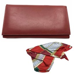 Portofel Piele Naturala Dama Elegant Lady ROSU NEGRU BLEUMARINE Esarfa matase Borealy