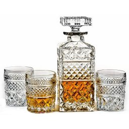 Set Luxury Decantor Carafa si 6 Pahare din Cristal de Bohemia Kitchen