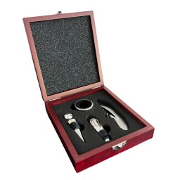 Cadou Barbati Set 4 accesorii vin in cutie de lemn