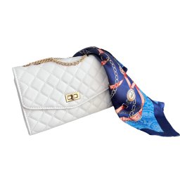Eva Geanta White Summer Lady Esarfa Matase Marine