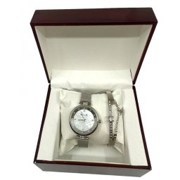 Set Ceas Silver Crystal Matteo Ferari Bratara Luxury