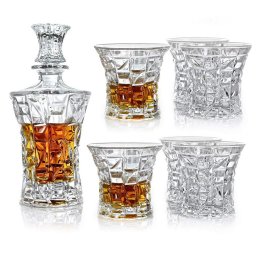 Set Premium Whisky Decantor Carafa si 6 Pahare din Cristal de Bohemia