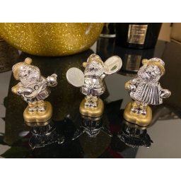 Set 3 statuete argintate Mos Craciun, by Valenti, made in Italy (8 cm inaltime)