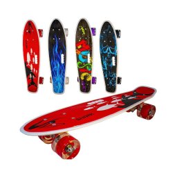 Placa skateboard cu roti din silicon si lumini led, model multicolor, pentru copii, 55 cm lungime