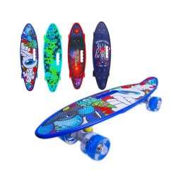 Placa skateboard cu roti silicon si lumini led, multicolor, pentru copii, 58.5 cm lungime