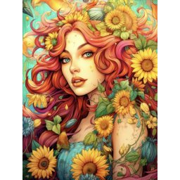 Set goblen cu diamante, cu sasiu, Zeita toamnei, 40x50 cm