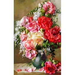 Set goblen cu diamante, cu sasiu, Trandafiri imperiali, 40x50 cm