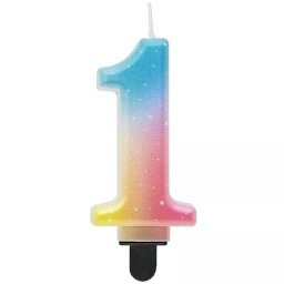 Beauty and Charm: Lumânare cifră, curcubeu pastelat - 1