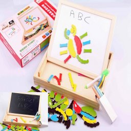 Tabla educativa de scris 3 in 1 cu doua fete si puzzle (Animale)