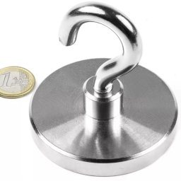 Magnet neodim oala cu carlig, Ø 75 mm, putere 130 kg