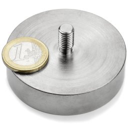 Magnet neodim oala Ø 60 mm, cu filet exterior M8, putere 130 kg
