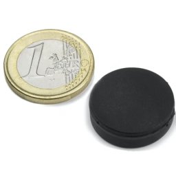 Magnet neodim disc, Ø 22 x 6,4 mm, putere 3,9 kg, ac. cauciuc