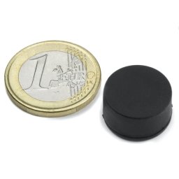 Magnet neodim disc, Ø 16,8 x 9,4 mm, putere 3,7 kg, ac. cauciuc
