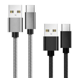 Set Cabluri Lemontti USB la Type-C 0.5m Negru si 1m Gri