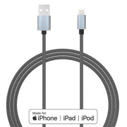 Cablu Lemontti USB la MFI Lightning 1.5m Gri