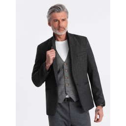 Ombre Stylish men's jacquard blazer with delicate stripes - graphite