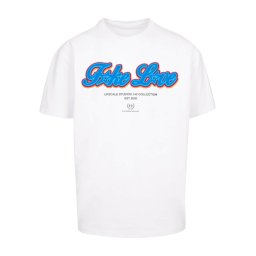MT Upscale Tricou 'F*ke L*ve' albastru / gri / portocaliu / alb