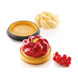 Set Tarte Floare O 8 cm, 6 Rame Microforate + Forma Silicon 6 Cavitati