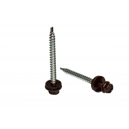 Autoforant vopsit RAL cu cap hexagonal si saiba EPDM (DIN 7504K) pentru fixare tabla pe lemn (Lungime: 35 mm, Diametru: Ø 4.8 mm, Finisaj: Visiniu (RAL 3005))