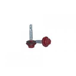 Autoforant vopsit RAL cu cap hexagonal si saiba EPDM (DIN 7504K) pentru fixare tabla pe otel (Lungime: 19 mm, Diametru: Ø 4.8 mm, Finisaj: Rosu (RAL 3011))