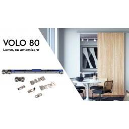 Sistem de glisare pentru usi din lemn/PAL pentru interior, model VOLO 80, set pentru 1 usa cu amortizare inclusa, max. 80 kg, max. 40 mm