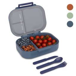 Klarstein Bunko, cutie pentru gustări, 3 compartimente, tacâmuri din 3 piese Dimensiuni: aproximativ 21 x 14,5 x 5,5 cm (L x H x A) (Bunko_porcelain)