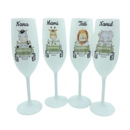 Set 4 pahare botez pentru parinti & nasi, model Safari nepersonalizat - FEIS401002