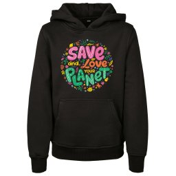 Kids Save And Love Hoody Black