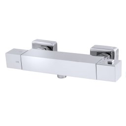 Baterie baie dus termostatata, Dreptunghiulara, fara set de dus inclus, crom