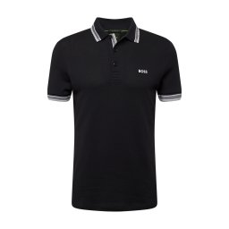 BOSS Tricou 'Paddy' gri / negru / alb