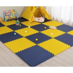 MXM Covoraș de puzzle Tatami pentru copii, galben-albastru, 24 de piese