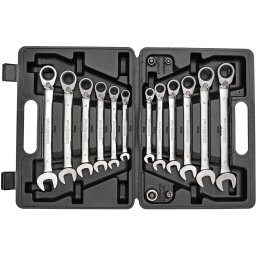 Gedore Red ring ratchet open ended spanner set, 16-piece, wrench (chrome, SW 8 - 19mm)