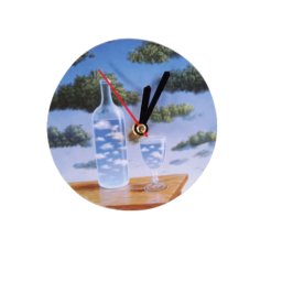 Ceasuri decorative Ceas de perete fara rama BOTTLE&GLASS, diametru 12,5 cm x 0.5 cm, suport magnetic