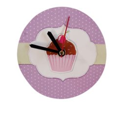 Ceasuri decorative Ceas de perete fara rama COOKIES - 1 SMALL CUPCAKE, diametru 12,5 cm x 0.5 cm, suport magnetic
