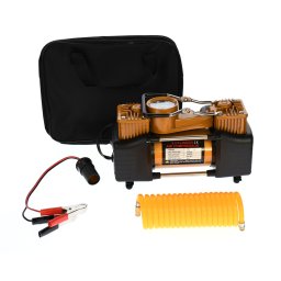 Compresor auto metalic, cu doi cilindri si manometru analogic, 12V (bricheta sau baterie) - Camion, Turisme, SUV 4x4, 85l/min, CAMEL 68204