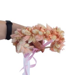 Coronita din flori uscate, alb/roz pal - SAMB308001