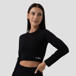 GymBeam Tricou pentru femei FLO Ribbed Crop Top Black XL
