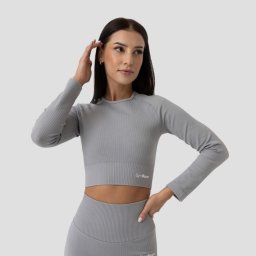 GymBeam Tricou pentru femei FLO Ribbed Crop Top Grey S