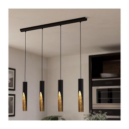 Lustră LED pe cablu Eglo 900873 BARBOTTO 4xGU10/4,5W/230V negru/auriu