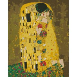 Set goblen cu diamante, cu sasiu, Sarutul - Klimt, 40x50 cm